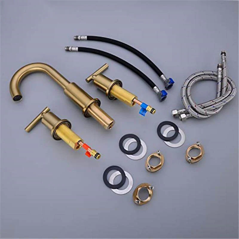 Bathroom Sink Faucet Solid Brass Double Handle Sink Mounted Hot & Cold Mix Basin Faucet European Style Basin Accessories - Image 5