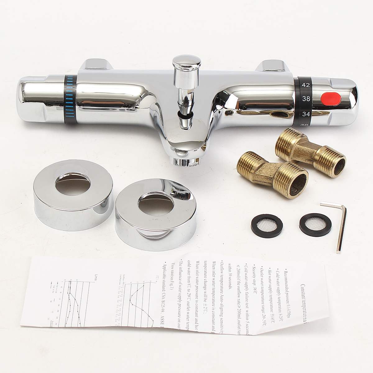 Bathroom Thermostatic Mixer Tap Hot And Cold Bathroom Mixer Mixing Valve Bathtub Faucet Thermostatic Shower Faucets Set - Image 9