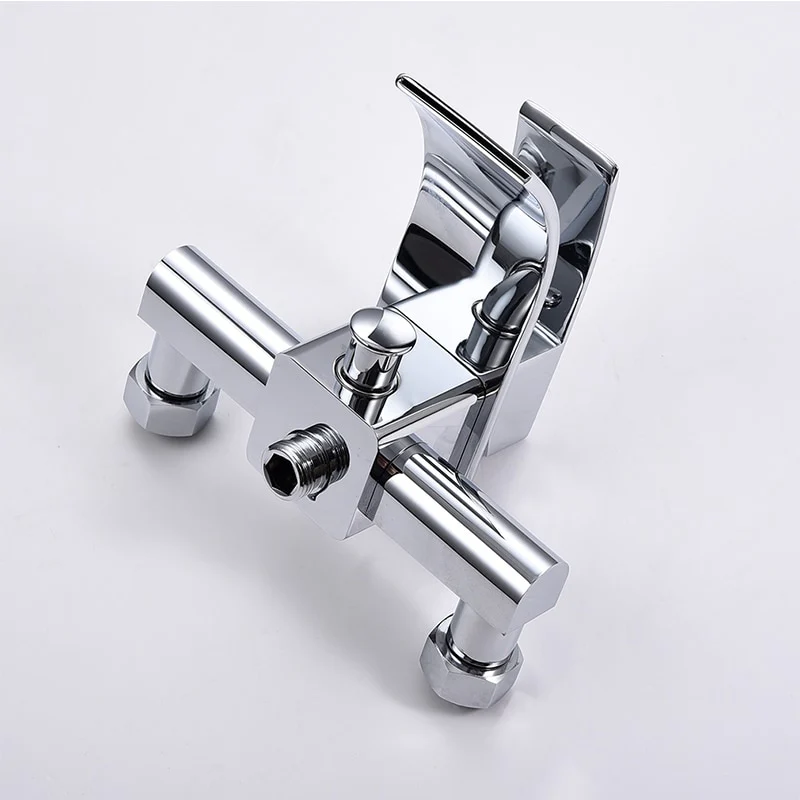 Bathtub Shower Set Wall Mounted Waterfall Bath Faucet | Bathroom Cold and Hot Mixer Taps Brass Chrome - Image 4