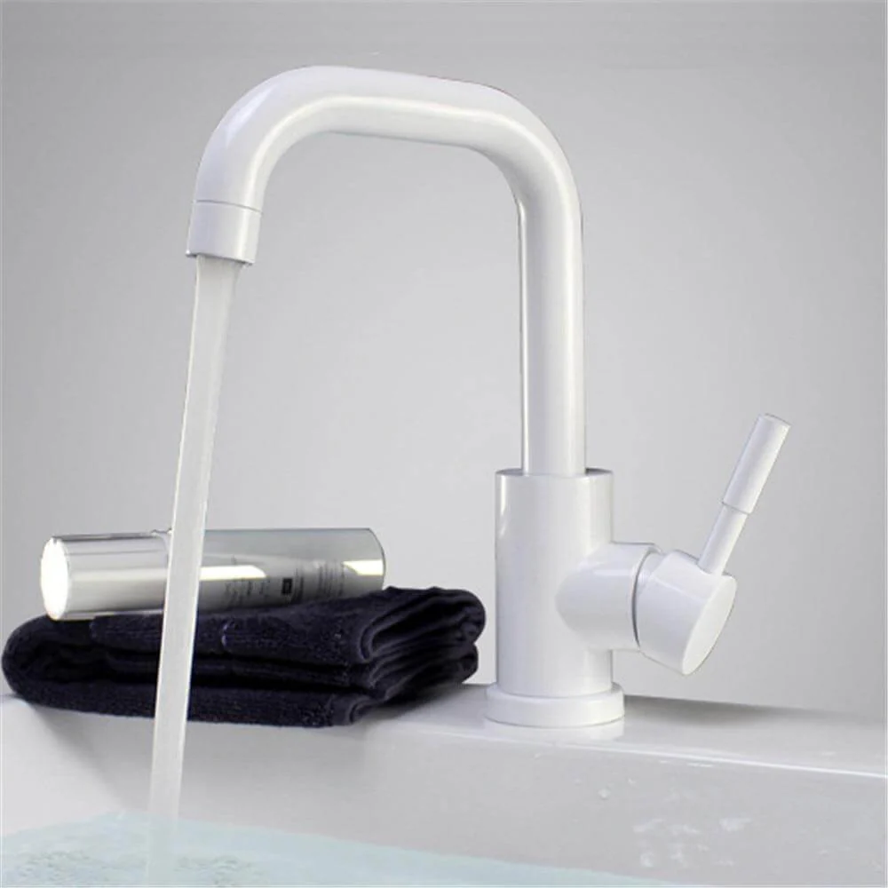 Black and White color 304 Stainless Steel Polished Bathroom Basin Mixer Dual Sink Rotatable Basin Faucet Kitchen Mixer - Image 4