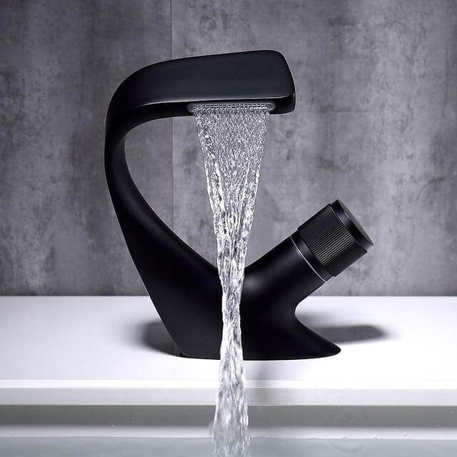 Black Faucet Bathroom Sink Faucets Hot Cold Water Mixer Crane Deck Mounted Single Hole Bath Tap - Image 9