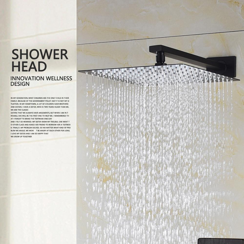 Black Shower Combo Set Stainless Steel Shower Systems with Rain Shower and Handheld Shower Trim Kit with Rough-In Valve - Image 3