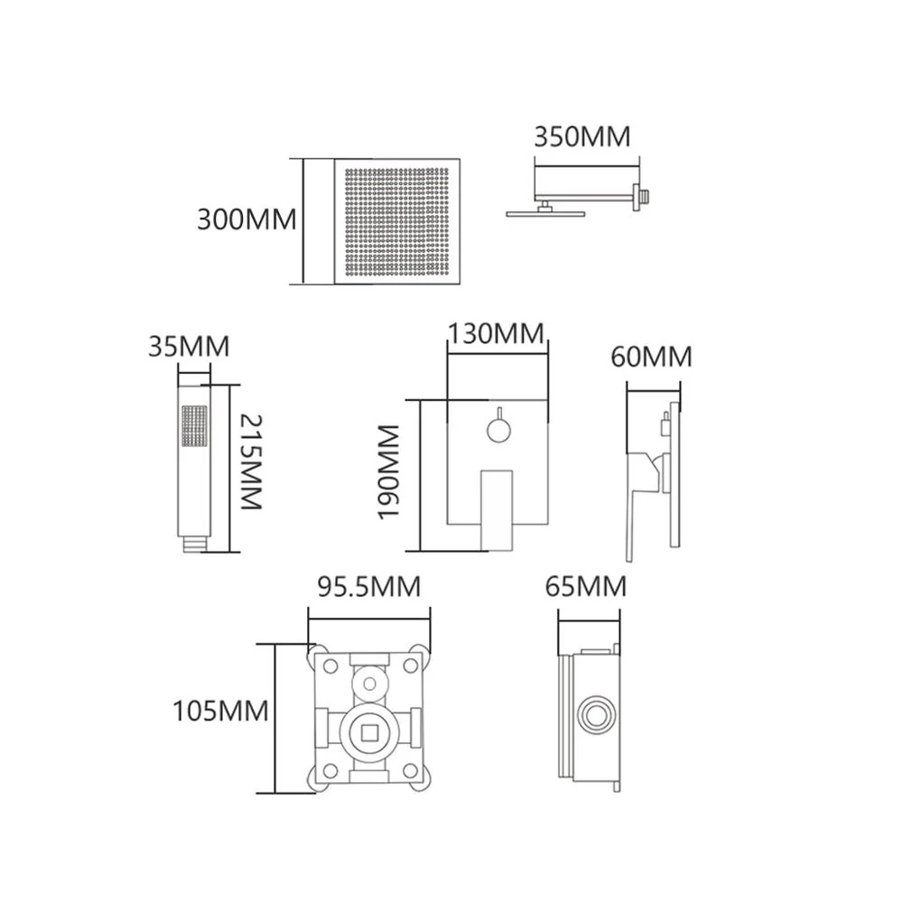 Black Shower Combo Set Stainless Steel Shower Systems with Rain Shower and Handheld Shower Trim Kit with Rough-In Valve - Image 5
