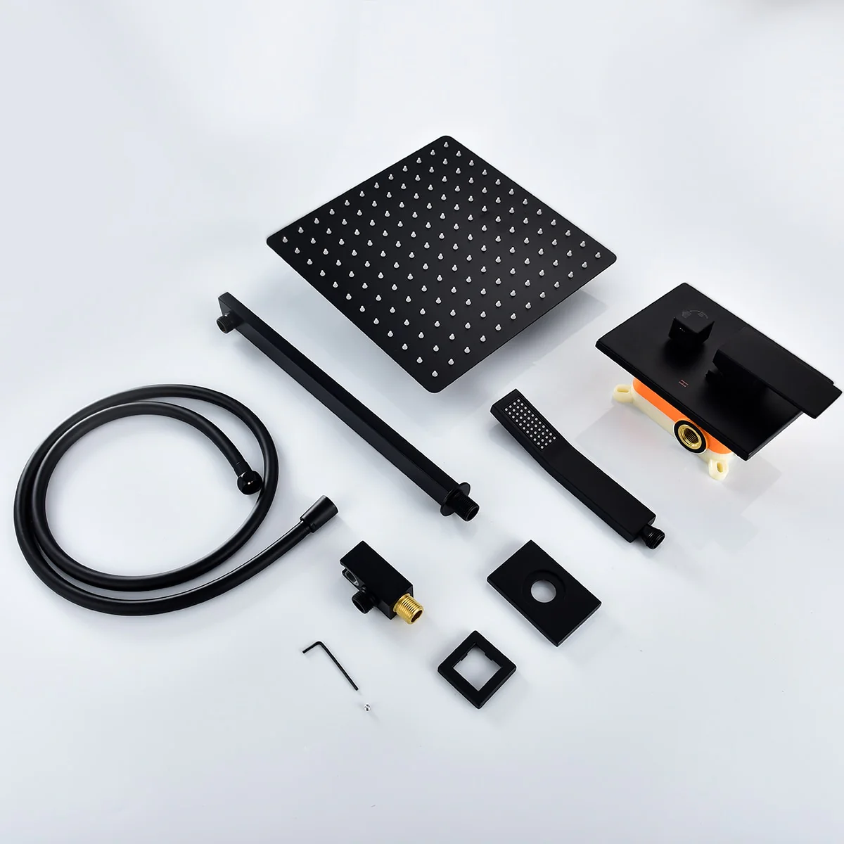 Black Shower Combo Set Stainless Steel Shower Systems with Rain Shower and Handheld Shower Trim Kit with Rough-In Valve - Image 6