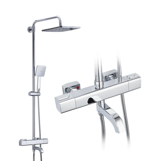Black Shower Faucets Thermostatic Shower Column Set For Bathroom Mixer Waterfall Faucet Shower Thermostat Tap Rainfall Shower - Image 3