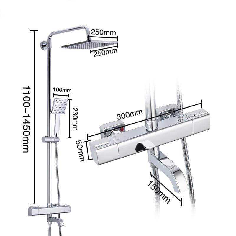 Black Shower Faucets Thermostatic Shower Column Set For Bathroom Mixer Waterfall Faucet Shower Thermostat Tap Rainfall Shower - Image 8