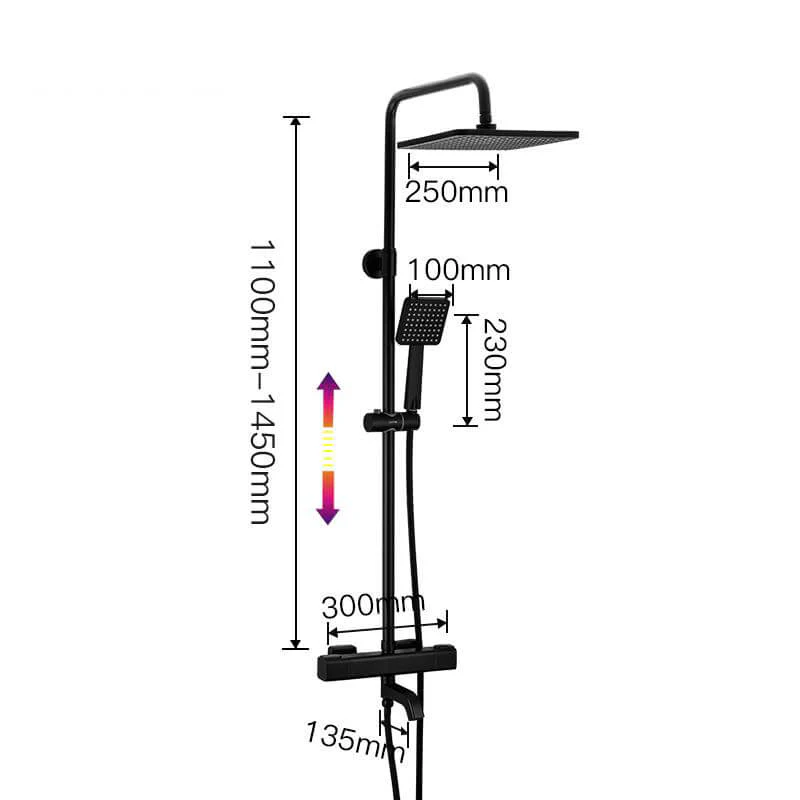 Black Shower Faucets Thermostatic Shower Column Set For Bathroom Mixer Waterfall Faucet Shower Thermostat Tap Rainfall Shower - Image 9