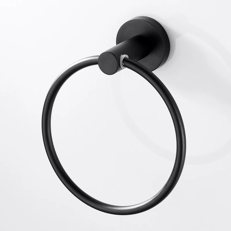 Black Towel Holder Ring | Round Wall Mounted Bathing Towel Rack Stainless Steel Kitchen Bathroom Accessories - Image 12