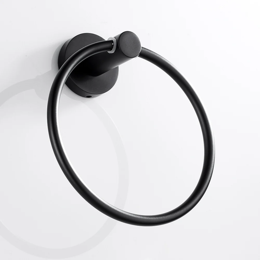 Black Towel Holder Ring | Round Wall Mounted Bathing Towel Rack Stainless Steel Kitchen Bathroom Accessories - Image 13