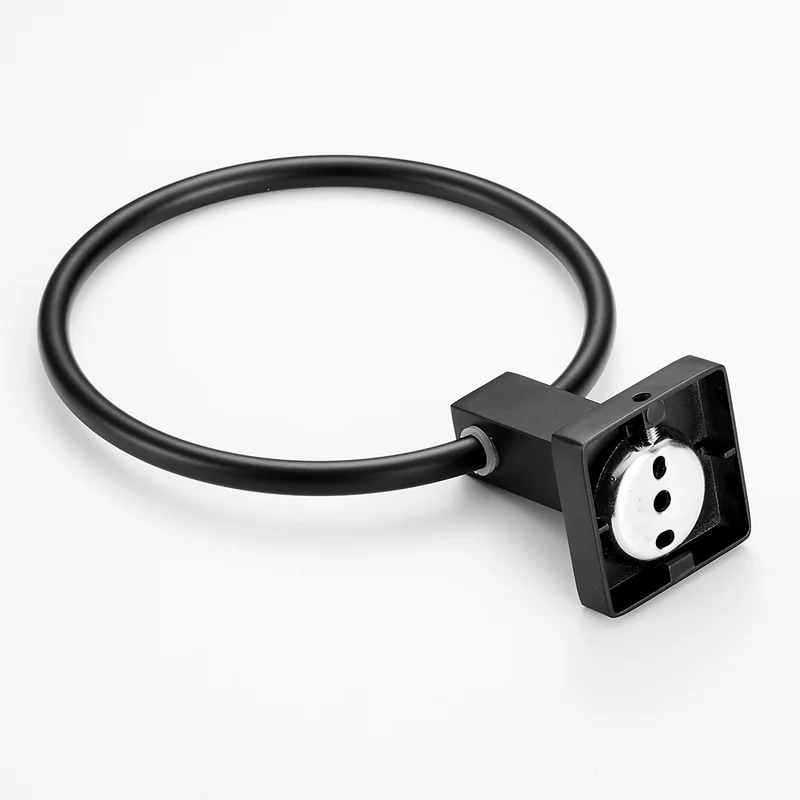Black Towel Holder Ring | Round Wall Mounted Bathing Towel Rack Stainless Steel Kitchen Bathroom Accessories - Image 4