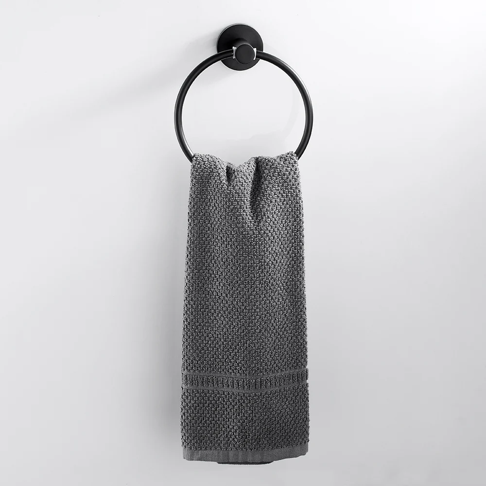 Black Towel Holder Ring | Round Wall Mounted Bathing Towel Rack Stainless Steel Kitchen Bathroom Accessories - Image 9