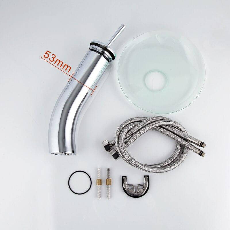 Brass Circle Waterfall Glass Bathroom Basin Mixer Tap Waterfall Faucet Sink Vessel Chrome Polished Finish - Image 4