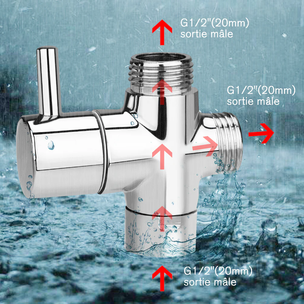 Brass Diverter Valve 3 Way Water Separator Shower Tee Adapter Adjustable Shower Head Diverter Valve Bathroom Shower Valve - Image 6