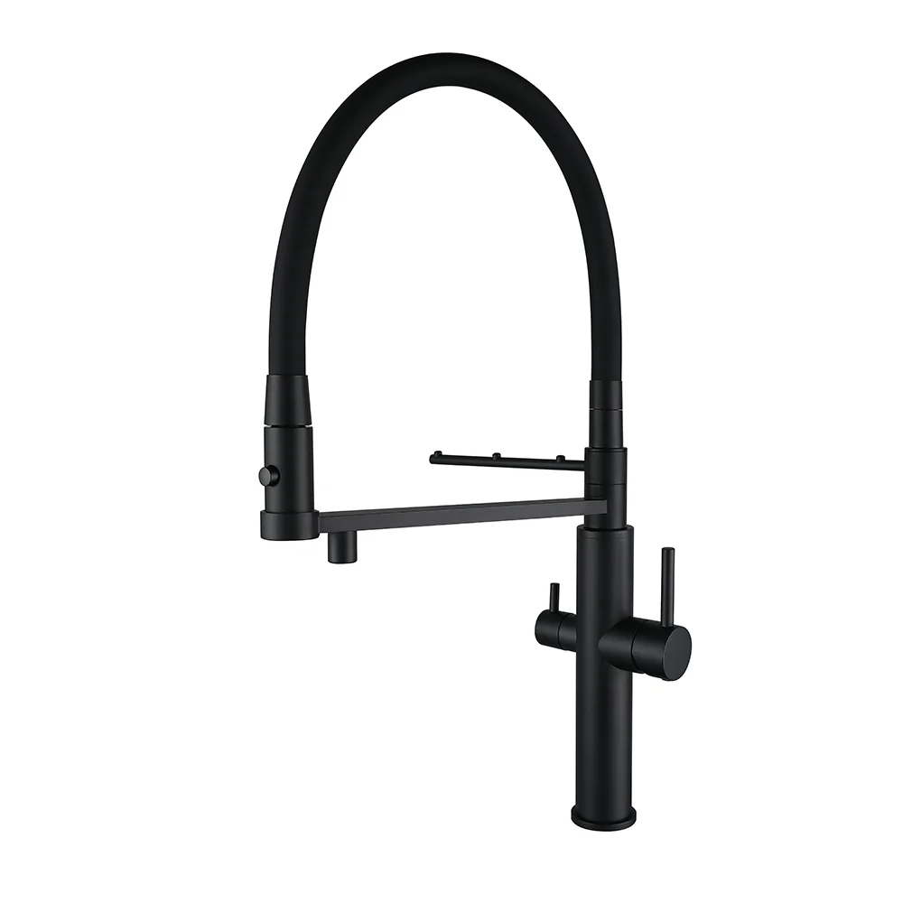 Brass Dual Handle Filter Kitchen Faucet With Towel Hanger - Image 10