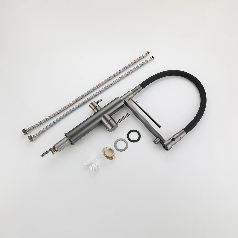 Brass Dual Handle Filter Kitchen Faucet With Towel Hanger - Image 9