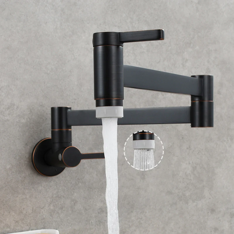 Brass Kitchen Faucet Wall Mount Pot Filler Faucet 360 Rotatable Folding Lengthened with Double Joint Swing Arms Cold Water Tap - Image 10