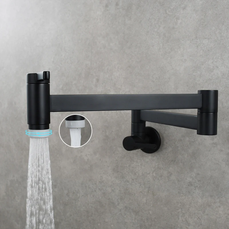 Brass Kitchen Faucet Wall Mount Pot Filler Faucet 360 Rotatable Folding Lengthened with Double Joint Swing Arms Cold Water Tap - Image 14