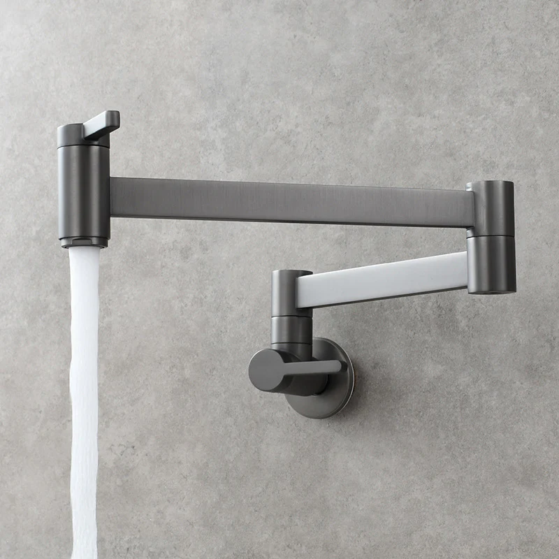Brass Kitchen Faucet Wall Mount Pot Filler Faucet 360 Rotatable Folding Lengthened with Double Joint Swing Arms Cold Water Tap - Image 18