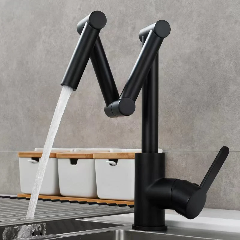 Brass Pot Filler Faucet Deck Mounted Three-Section Extension Folding Kitchen Faucet triple Joint Swing Arm For Hot and Cold - Image 5