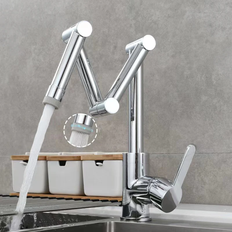 Brass Pot Filler Faucet Deck Mounted Three-Section Extension Folding Kitchen Faucet triple Joint Swing Arm For Hot and Cold - Image 8