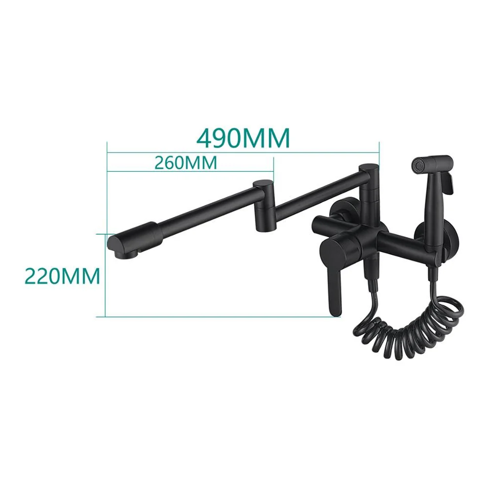 Brass Pot Filler Folding Faucet with Side Sprayer Kitchen Sink Faucet with Swing Arm and Double Function Joint - Image 5