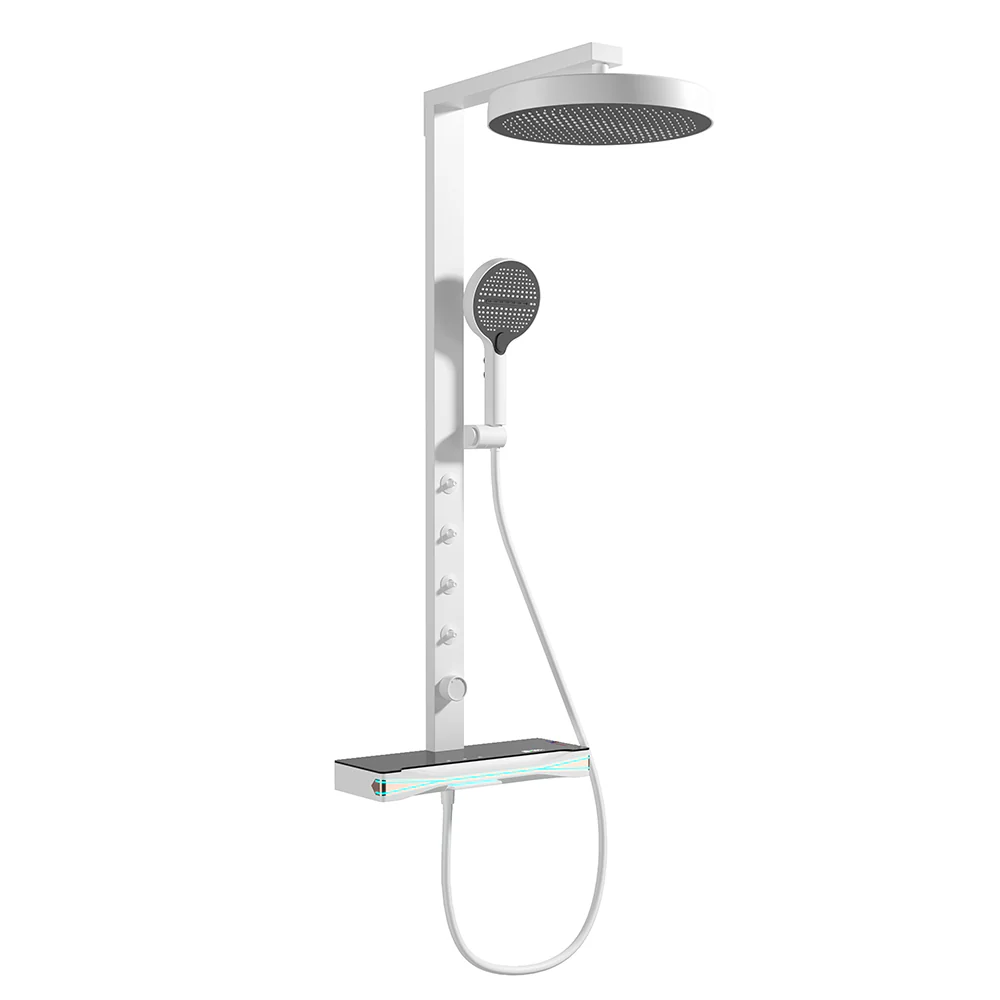 Brass Thermostatic Shower System with Overhead Rainfall & Handheld Spray Water-Saving Multi-Function Spa Bath Fixture - Image 12