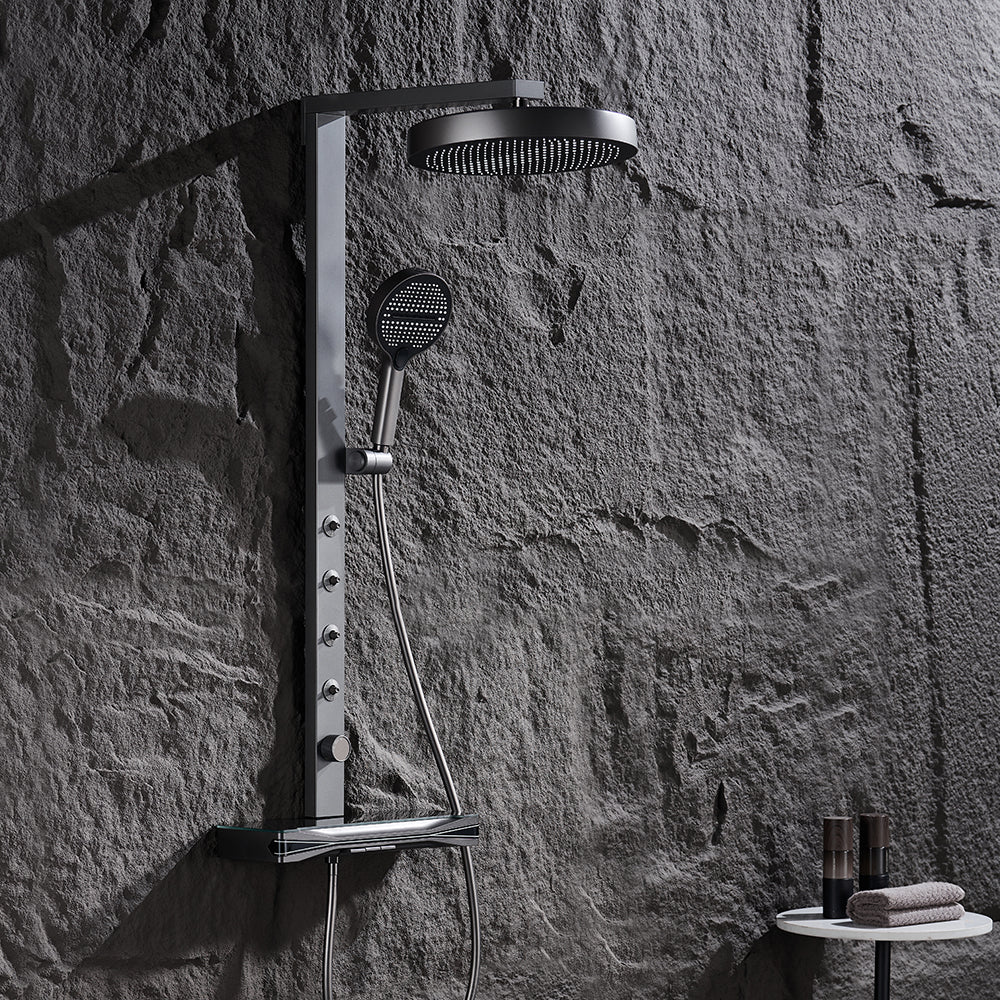 Brass Thermostatic Shower System with Overhead Rainfall & Handheld Spray Water-Saving Multi-Function Spa Bath Fixture - Image 4