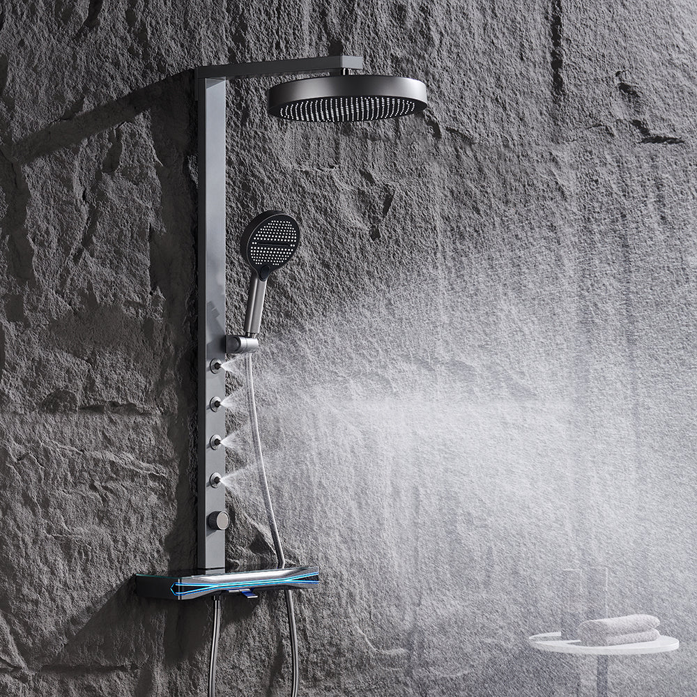 Brass Thermostatic Shower System with Overhead Rainfall & Handheld Spray Water-Saving Multi-Function Spa Bath Fixture - Image 6