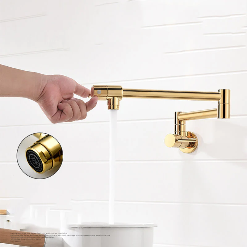 Brass Wall Mounted Kitchen Faucet | Cold Water Folding Kitchen Faucet | Single Lever Rotate Kitchen Sink Faucet 7 Colors - Image 10