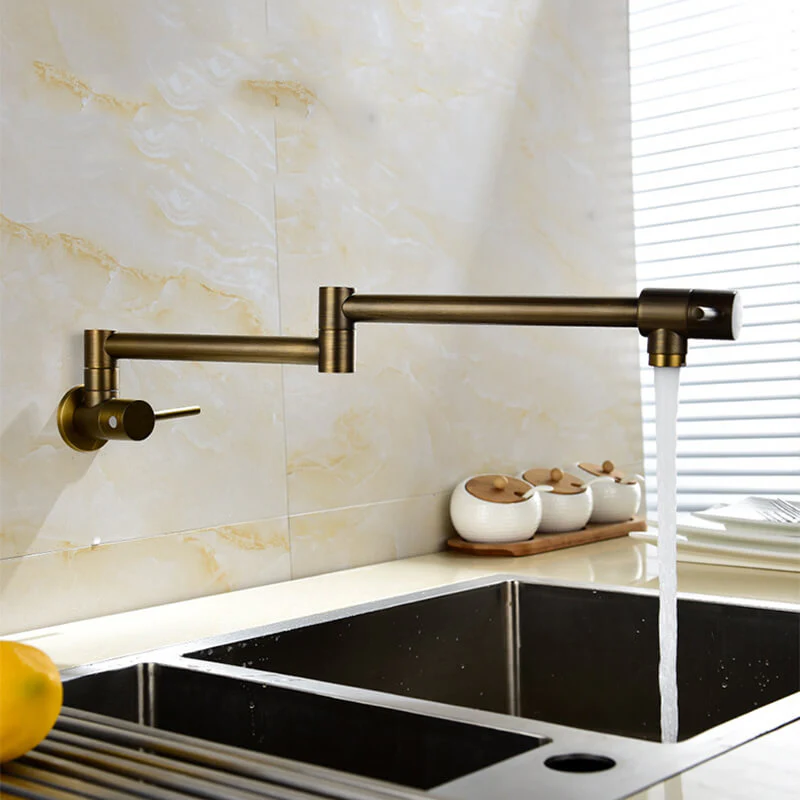 Brass Wall Mounted Kitchen Faucet | Cold Water Folding Kitchen Faucet | Single Lever Rotate Kitchen Sink Faucet 7 Colors - Image 12