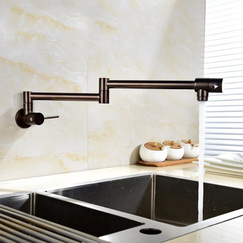 Brass Wall Mounted Kitchen Faucet | Cold Water Folding Kitchen Faucet | Single Lever Rotate Kitchen Sink Faucet 7 Colors - Image 13