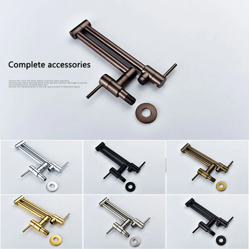 Brass Wall Mounted Kitchen Faucet | Cold Water Folding Kitchen Faucet | Single Lever Rotate Kitchen Sink Faucet 7 Colors - Image 18