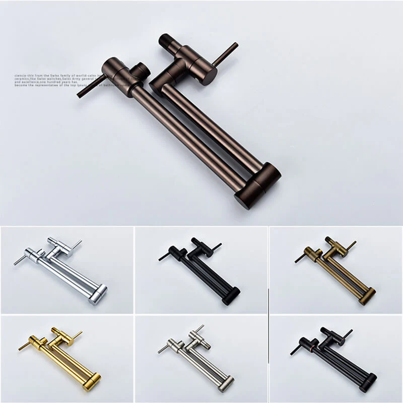 Brass Wall Mounted Kitchen Faucet | Cold Water Folding Kitchen Faucet | Single Lever Rotate Kitchen Sink Faucet 7 Colors - Image 21