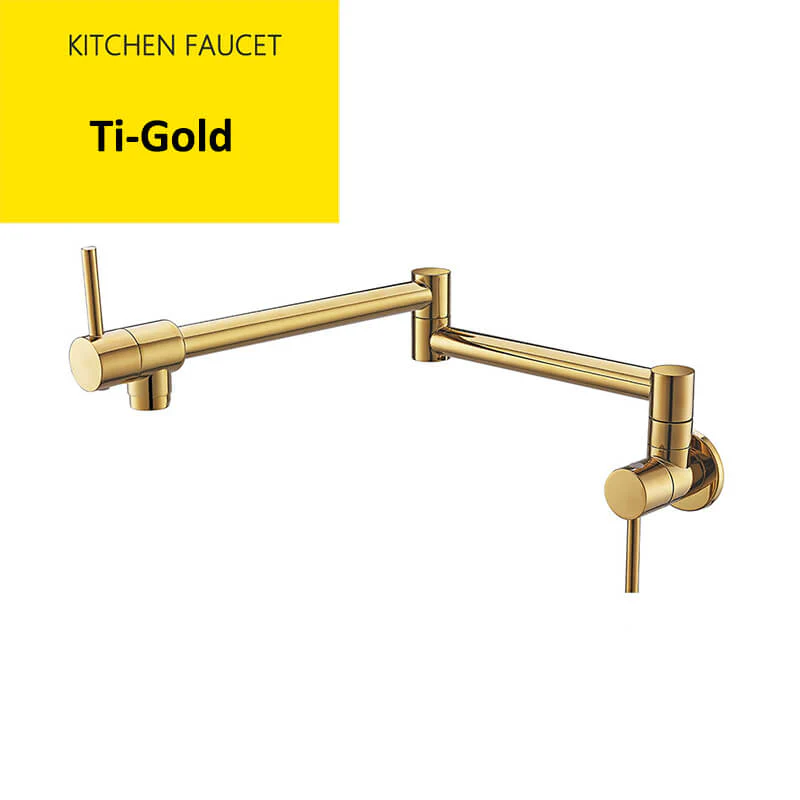 Brass Wall Mounted Kitchen Faucet | Cold Water Folding Kitchen Faucet | Single Lever Rotate Kitchen Sink Faucet 7 Colors - Image 4