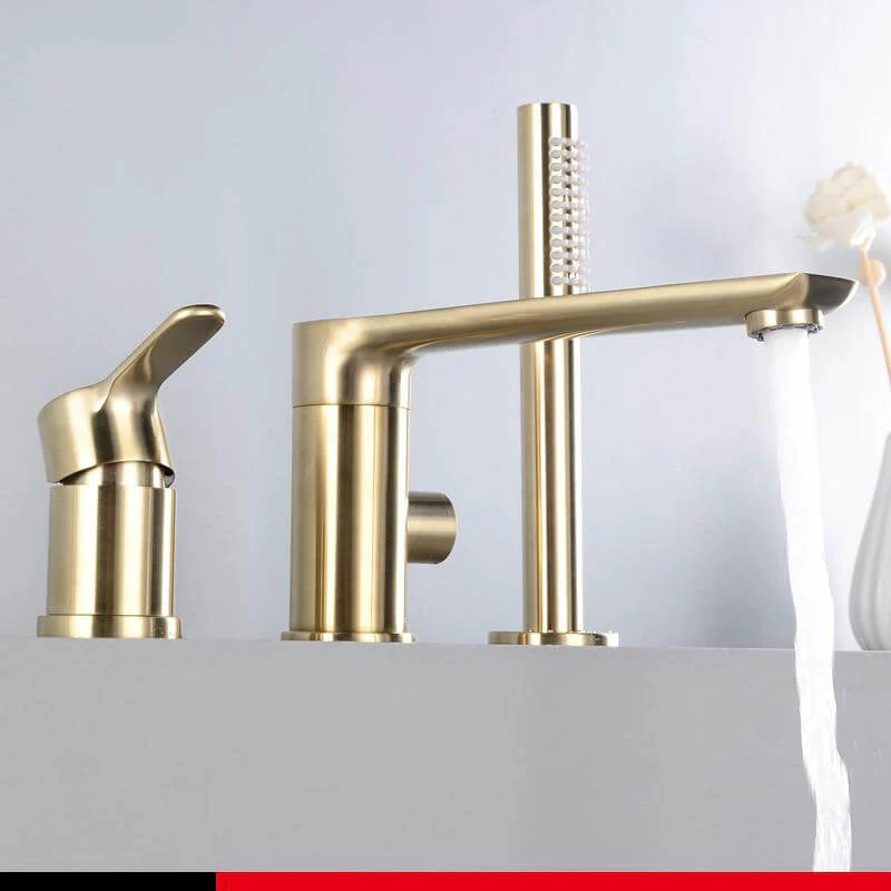 Brush Gold Deck Mount Roman Tub and Shower Trim Kit with Single-Spray Shower Head 3&4 Hole Bathroom Waterfall Bathtub Faucet - Image 3