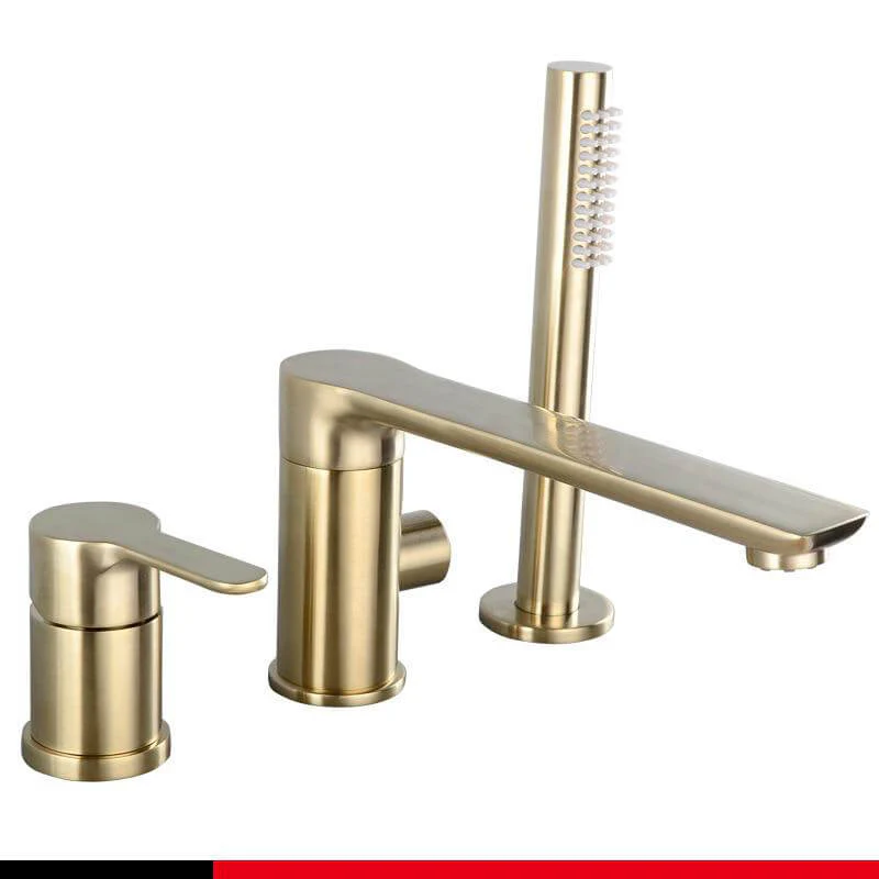 Brush Gold Deck Mount Roman Tub and Shower Trim Kit with Single-Spray Shower Head 3&4 Hole Bathroom Waterfall Bathtub Faucet - Image 5