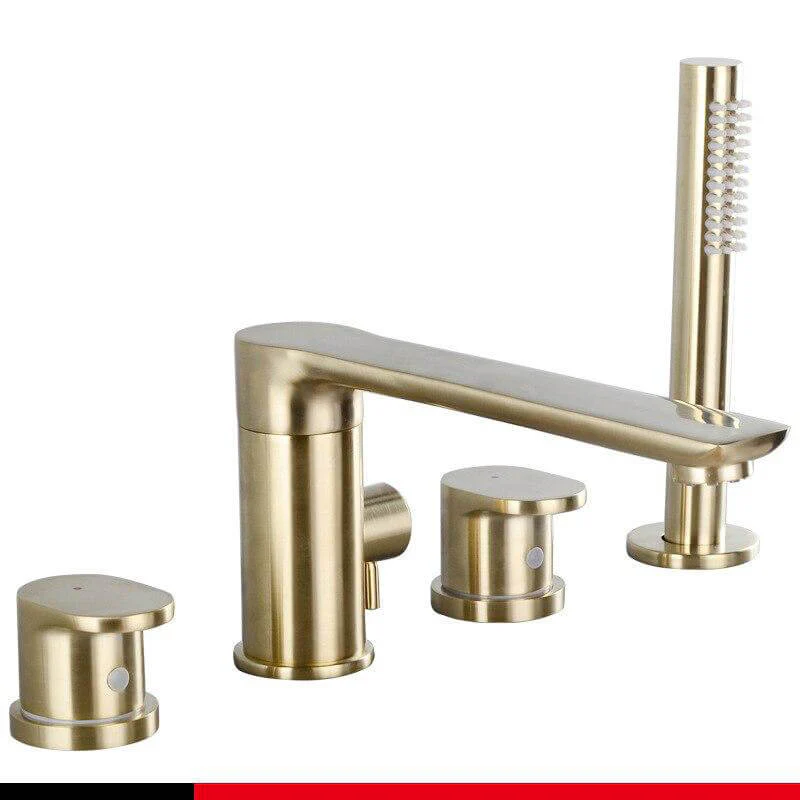 Brush Gold Deck Mount Roman Tub and Shower Trim Kit with Single-Spray Shower Head 3&4 Hole Bathroom Waterfall Bathtub Faucet - Image 6