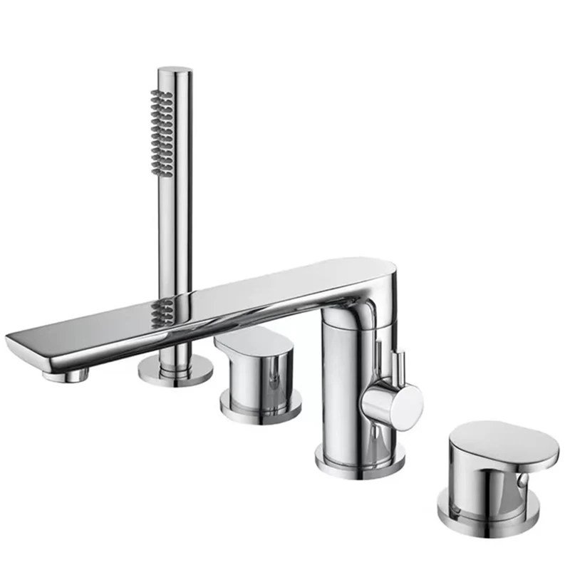 Brush Gold Deck Mount Roman Tub and Shower Trim Kit with Single-Spray Shower Head 3&4 Hole Bathroom Waterfall Bathtub Faucet - Image 8
