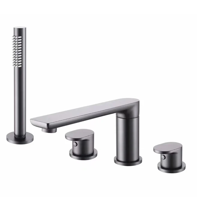 Brush Gold Deck Mount Roman Tub and Shower Trim Kit with Single-Spray Shower Head 3&4 Hole Bathroom Waterfall Bathtub Faucet - Image 9