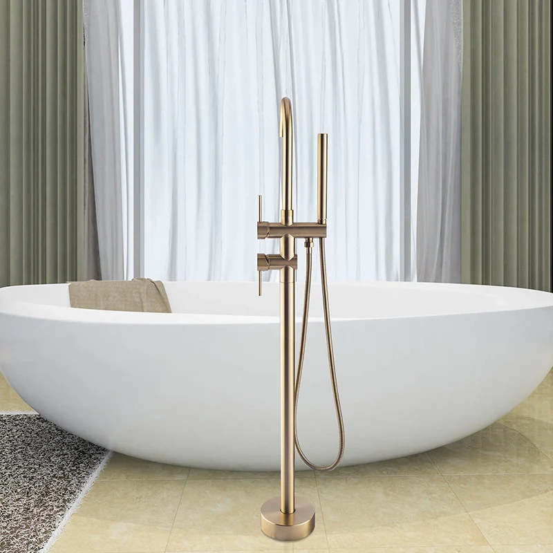Brushed Gold Floor Stand Bathtub Faucet Black | Bathroom Freestanding Bathtub Faucet - Image 5