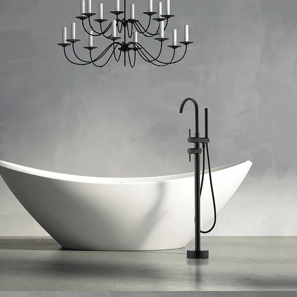 Brushed Gold Floor Stand Bathtub Faucet Black | Bathroom Freestanding Bathtub Faucet - Image 6