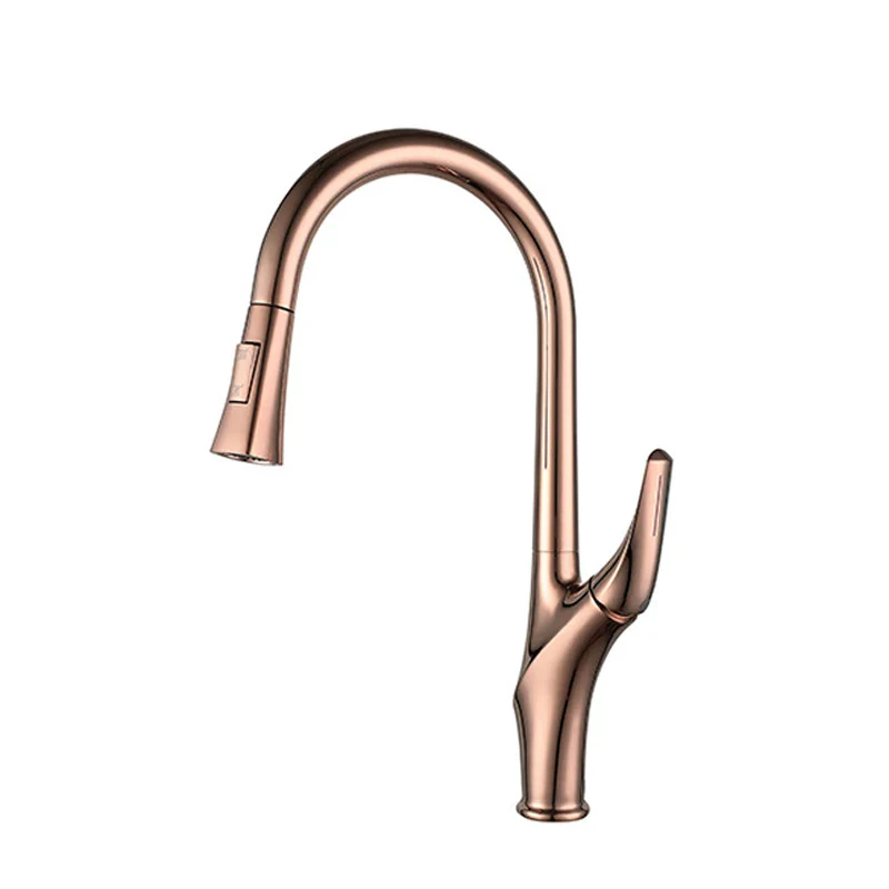 Brushed Gold Pull Out Kitchen Faucet Rotatable Cold Hot Water Mixer Taps Single Handle Deck Mounted Kitchen Sink Faucets - Image 10