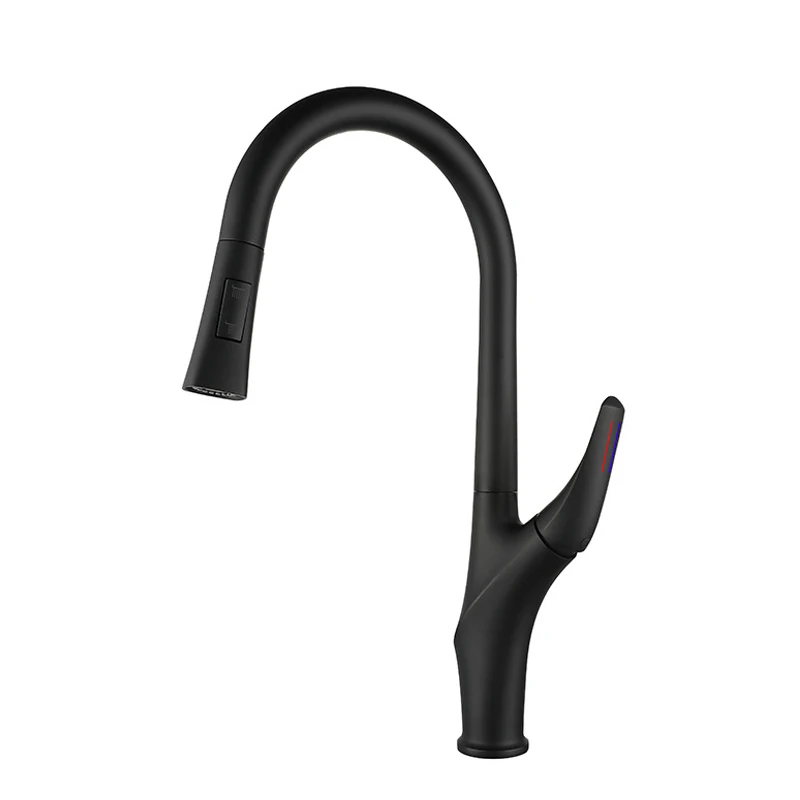 Brushed Gold Pull Out Kitchen Faucet Rotatable Cold Hot Water Mixer Taps Single Handle Deck Mounted Kitchen Sink Faucets - Image 6