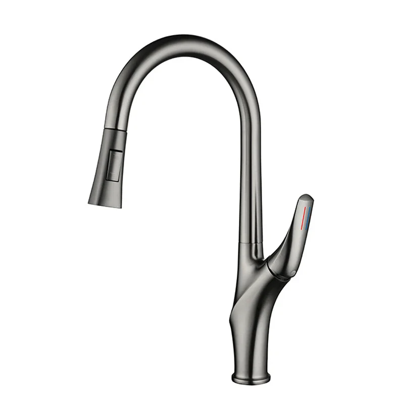 Brushed Gold Pull Out Kitchen Faucet Rotatable Cold Hot Water Mixer Taps Single Handle Deck Mounted Kitchen Sink Faucets - Image 7