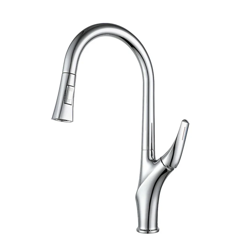 Brushed Gold Pull Out Kitchen Faucet Rotatable Cold Hot Water Mixer Taps Single Handle Deck Mounted Kitchen Sink Faucets - Image 8