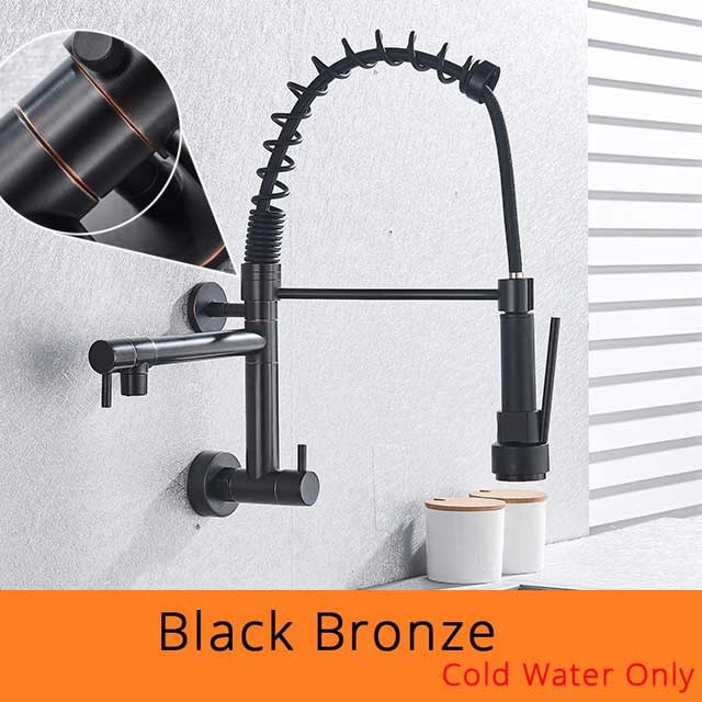 Brushed Spring Pull Down Kitchen Faucet Cold Water Dual Spouts Handheld Shower Kitchen Taps Wall Mounted Kitchen Washing Crane - Image 10