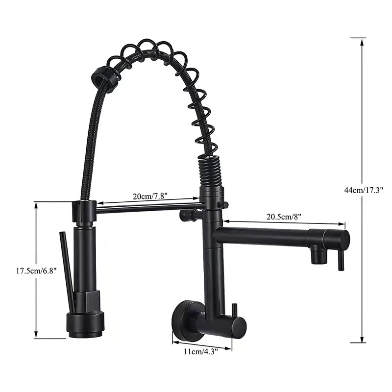 Brushed Spring Pull Down Kitchen Faucet Cold Water Dual Spouts Handheld Shower Kitchen Taps Wall Mounted Kitchen Washing Crane - Image 11