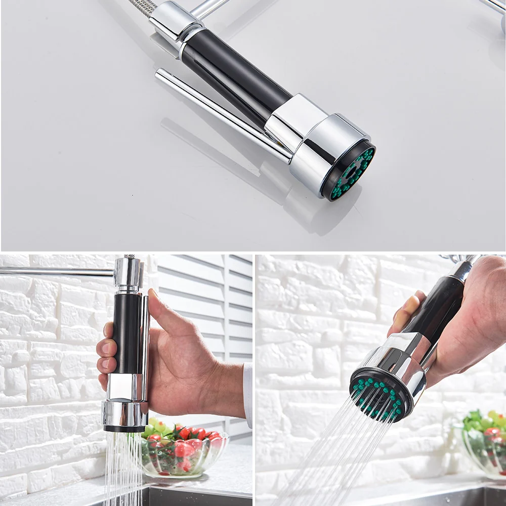Brushed Spring Pull Down Kitchen Faucet Cold Water Dual Spouts Handheld Shower Kitchen Taps Wall Mounted Kitchen Washing Crane - Image 6