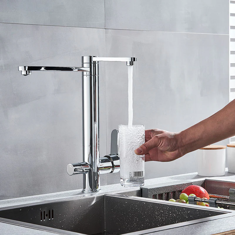 Chrome Purify Kitchen Faucet Dual Swivel Spout Three Way Kitchen Sink Mixer Tap Dual Water Outlet Drinking Water Faucet - Image 3