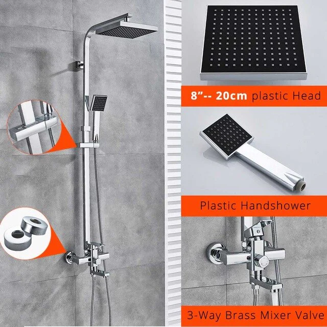 Chrome Shower Faucet Set Bathroom Rainfall Shower Mixers Swivel Spout Bath Shower Crane Hot Cold Mixer Tap - Image 12